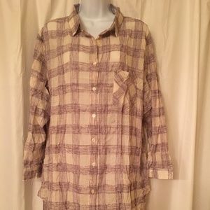 easel Ivory/Purple Plaid Dress NWT
